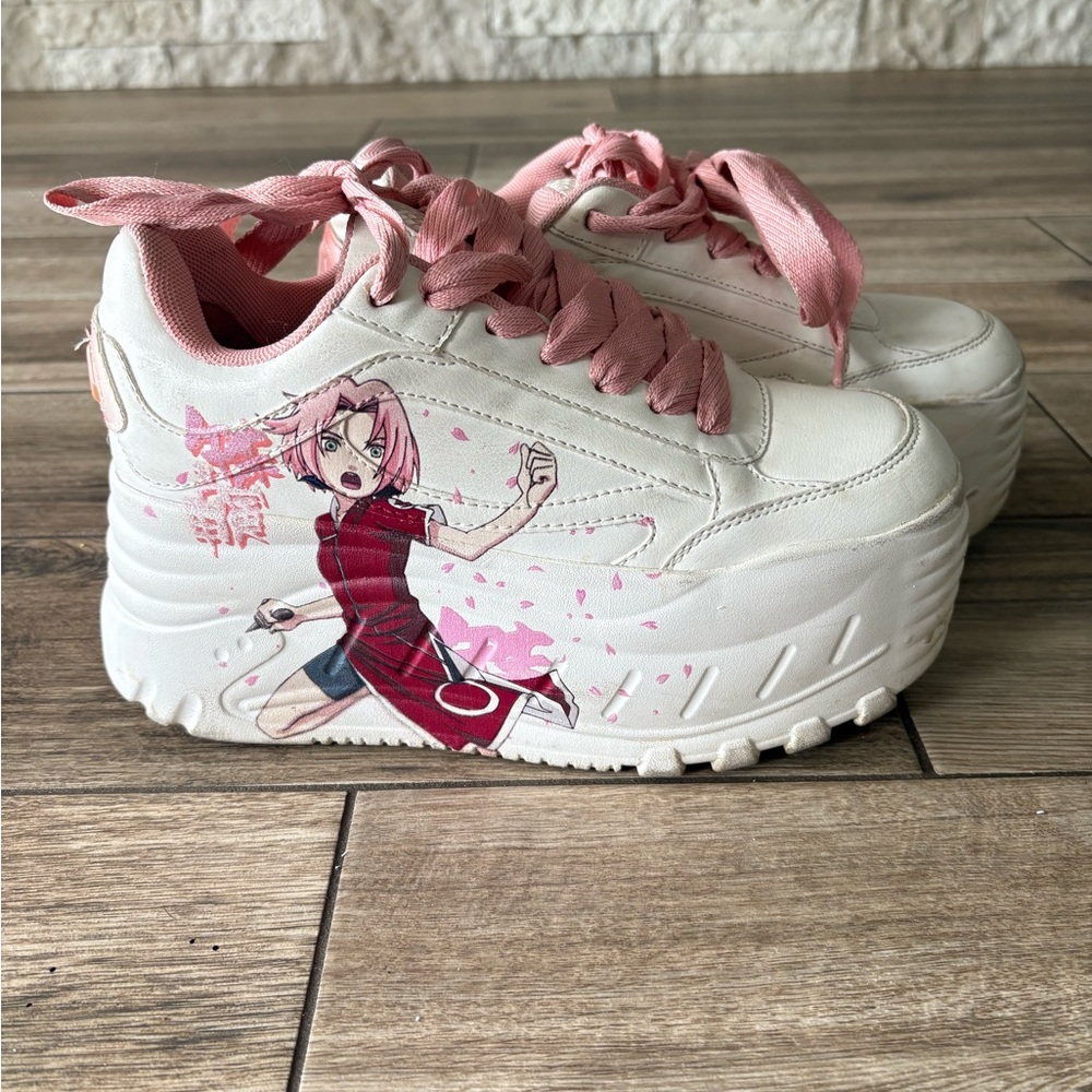 Sakura Naruto Anime Graphic Platform Sneakers - Bershka size 37 - 7
